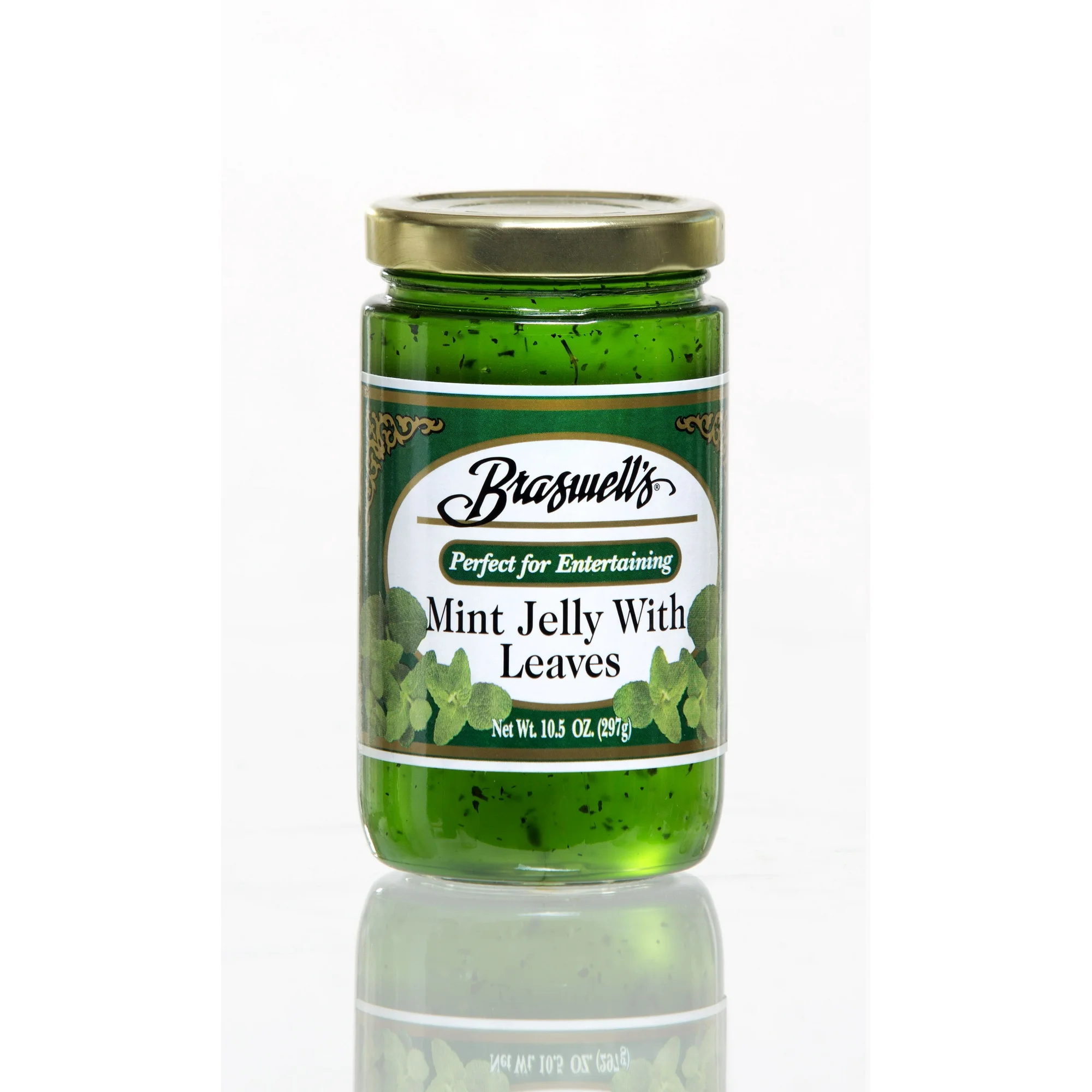 Braswells Mint Jelly w/ Leaves, 10.5 oz